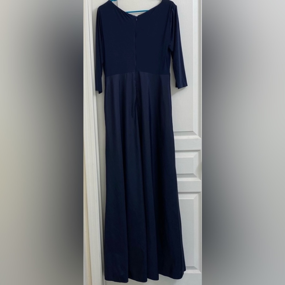 Alfred Sung Mikado Midnight Blue Gown B1 - Picture 6 of 8